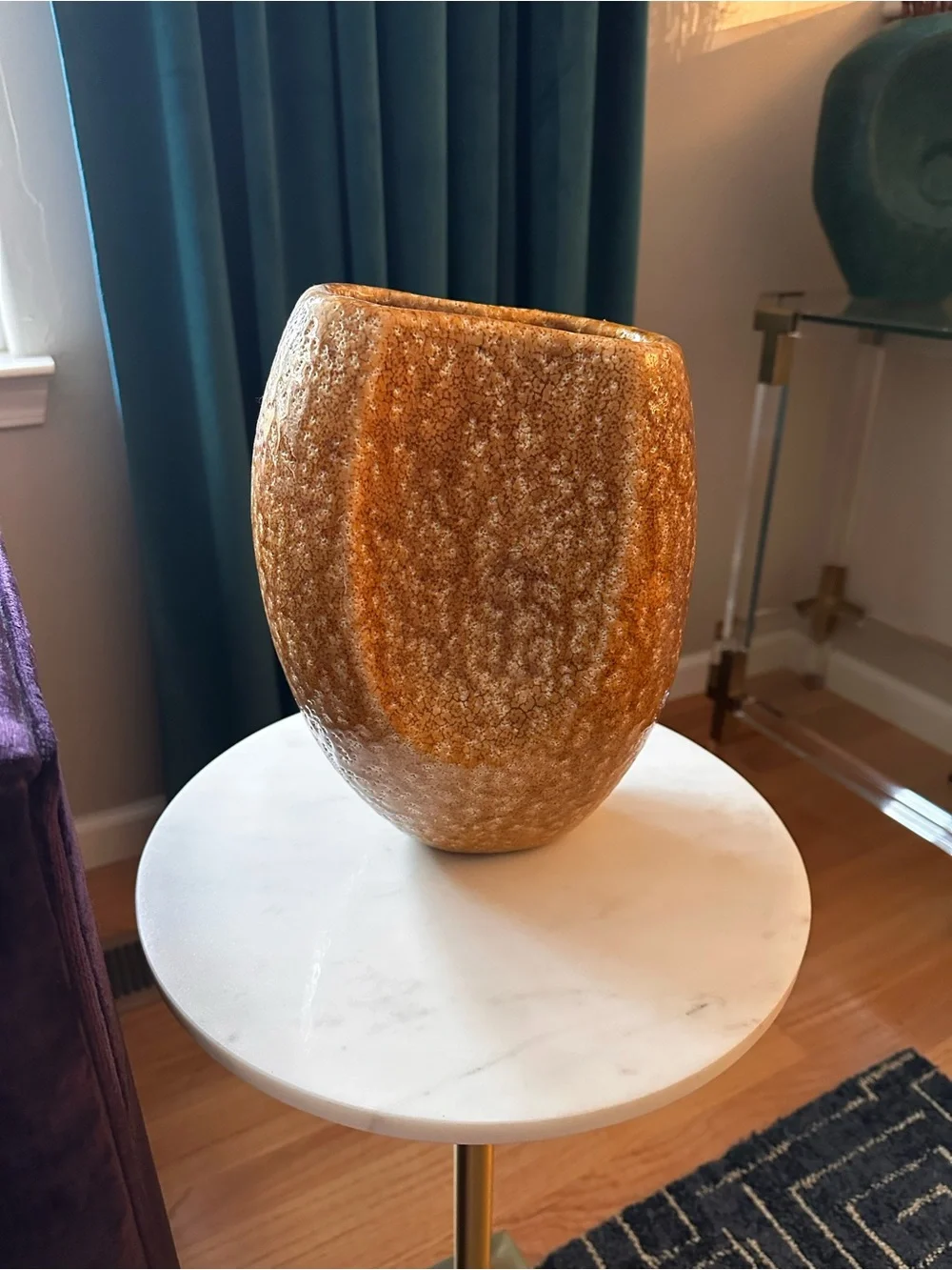 Anthropologie Amber Golden Brown Ceramic Vase